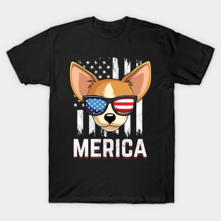 Chihuahua Dog American Flag Sunglasses Patriotic T-Shirt